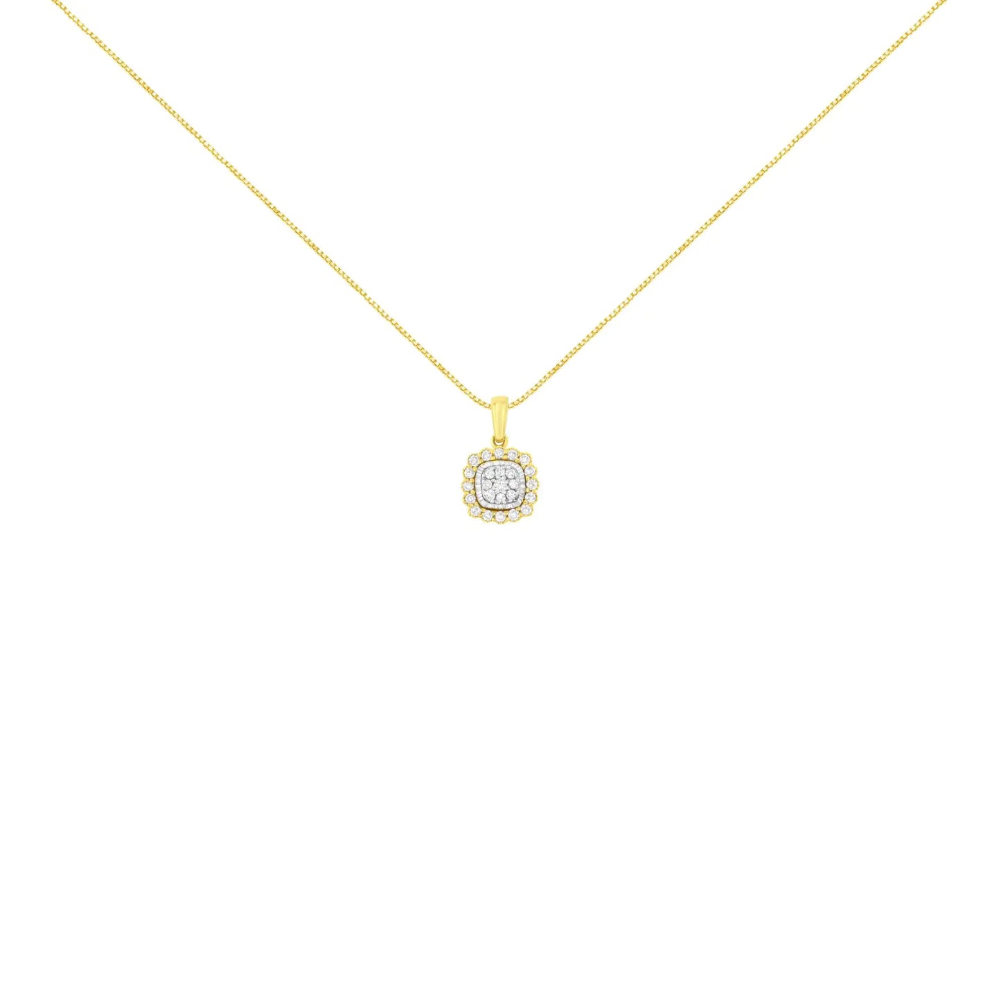 10K Yellow Gold Plated .925 Sterling Silver 1/4 Cttw Diamond 18" Pendant Necklace