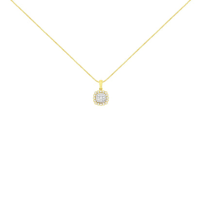 10K Yellow Gold Plated .925 Sterling Silver 1/4 Cttw Diamond 18" Pendant Necklace