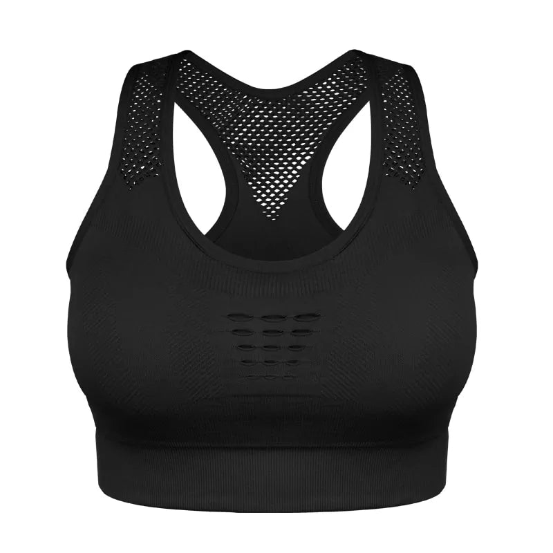 SEXYWG athletic running sports bra with high support in black