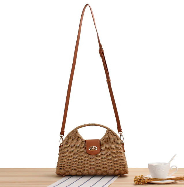 Trendy Woven Straw Messenger Bag – Chic & Versatile Handbag