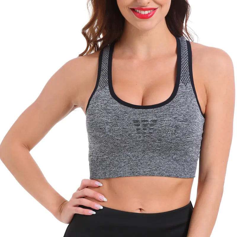 SEXYWG athletic running sports bra with high support model in gray front