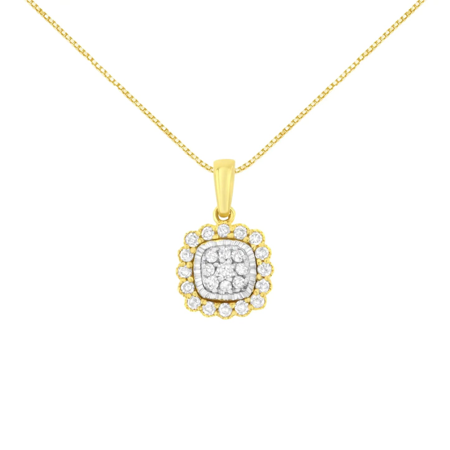 10K Yellow Gold Plated .925 Sterling Silver 1/4 Cttw Diamond 18" Pendant Necklace