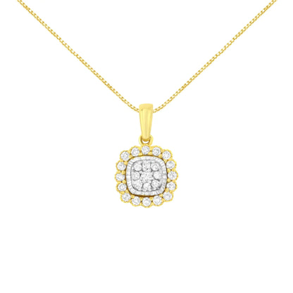 10K Yellow Gold Plated .925 Sterling Silver 1/4 Cttw Diamond 18" Pendant Necklace