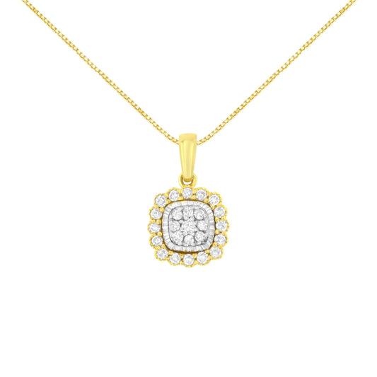 10K Yellow Gold Plated .925 Sterling Silver 1/4 Cttw Diamond 18" Pendant Necklace