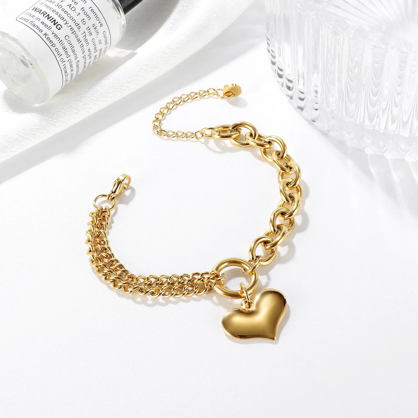 Metallic Heart Pendant Bracelet | Elegant Charm Jewelry