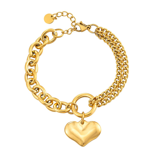 Metallic Heart Charm Bracelet