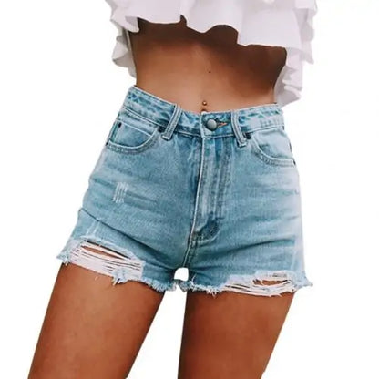 Trendy Ripped Denim Shorts – High-Waisted & Stylish Fit